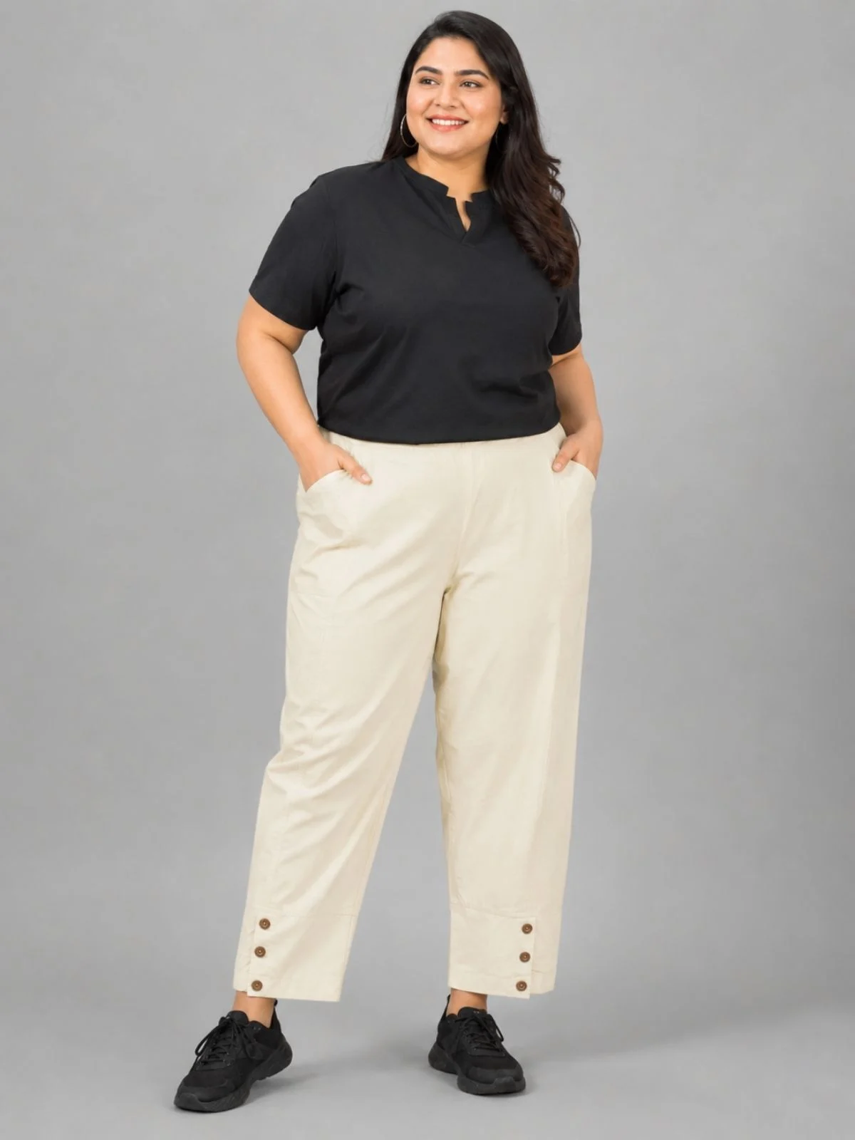 Cream Cotton Straight Cargo Pant original imagery from Quaclo